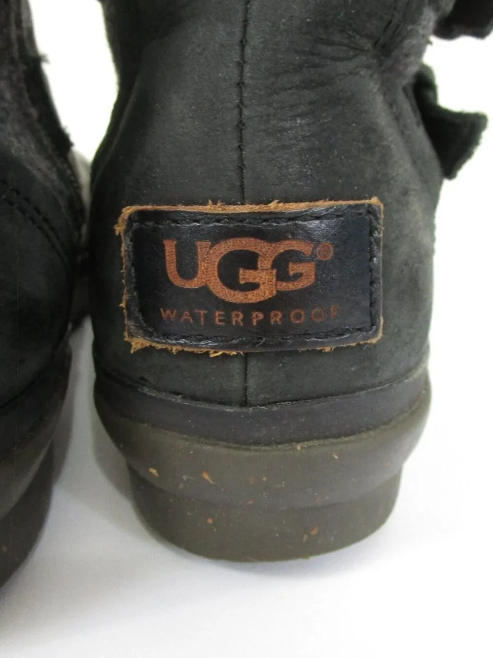Ugg Womens Waterproof Simmens Black Leather Mid Calf Zip Up Boots Size 6.5